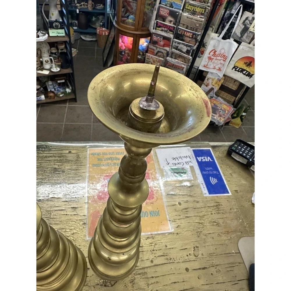 Pair of Homco Japan Brass Candlestick Holder 18